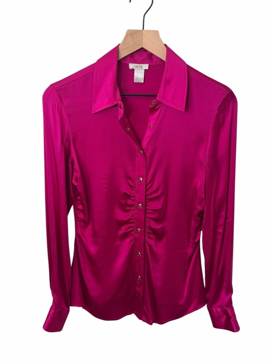 Cache Tops - Vintage Y2K Cache Silk Blouse Fuscia Size Small